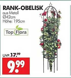 RANK-OBELISK AUS Metall Ø42cm Höhe: 195cm Top Flora