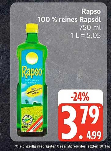 Rapso 100 % reines Rapsöl 750 ml