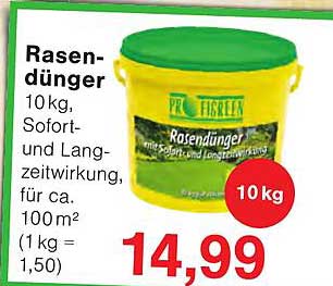Rasen-dünger 10 kg, Sofort- und Langzeitwirkung, für ca. 100 m² (1 kg = 1,50)