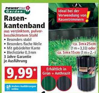 Rasenkantenband aus verzinktem, pulverbeschichtetem Stahl