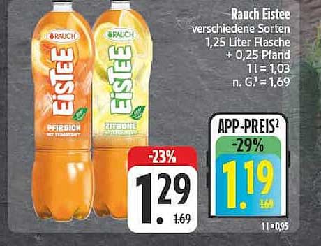 Rauch Eistee verschiedene Sorten 1,25 Liter Flasche + 0,25 Pfand