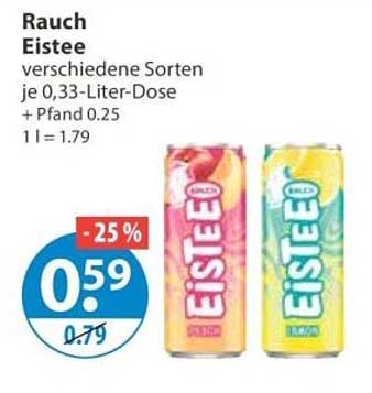 Rauch Eistee verschiedene Sorten je 0,33-Liter-Dose + Pfand 0.25 1 l = 1.79