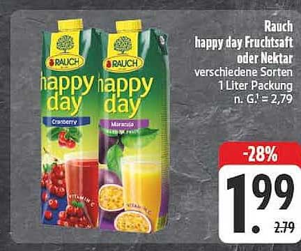 Rauch happy day Fruchtsaft oder Nektar verschiedene Sorten 1 Liter Packung