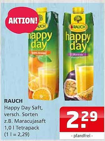 RAUCH Happy Day Saft, versch. Sorten z.B. Maracujasaft 1,0 l Tetrapack (1 l = 2,29)
