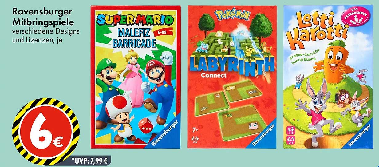 Ravensburger Mitbringspiele verschiedene Designs und Lizenzen, je