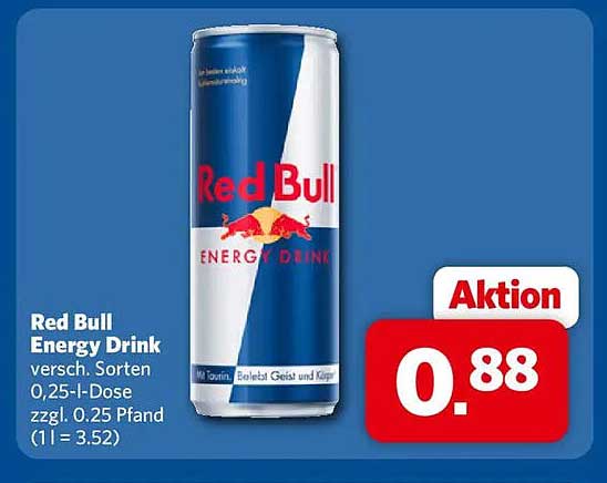 Red Bull Energy Drink versch. Sorten 0,25-l-Dose zzgl. 0,25 Pfand (1 l = 3.52)