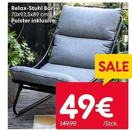 Relax-Stuhl Bari 70x93,5x89 cm. Polster inklusive.