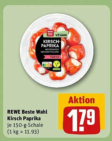 REWE Beste Wahl Kirsch Paprika je 150-g-Schale (1 kg = 11.93)