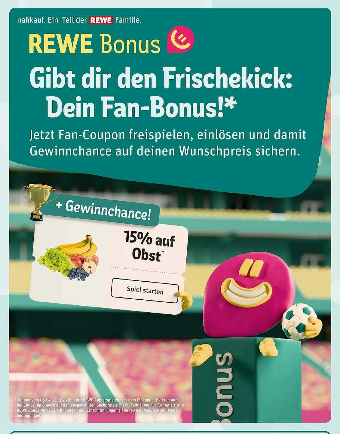 REWE Bonus Gibt dir den Frischekick: Dein Fan-Bonus!*