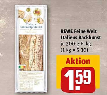 REWE Feine Welt Italiens Backkunst je 300-g-Pckg. (1 kg = 5.30)