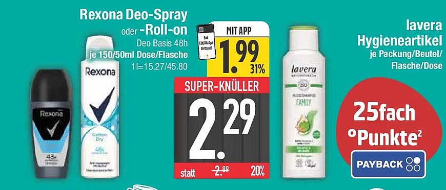 Rexona Deo-Spray oder -Roll-on Deo Basis 48h