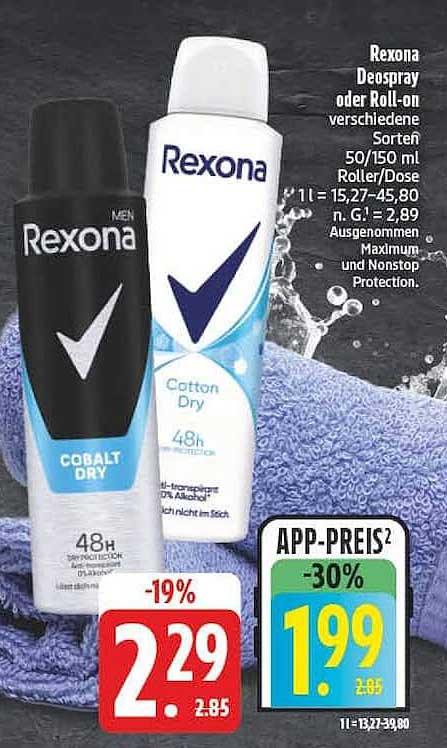 Rexona Deospray oder Roll-on verschiedene Sorten 50/150 ml