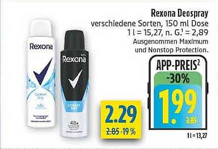 Rexona Deospray verschiedene Sorten, 150 ml Dose