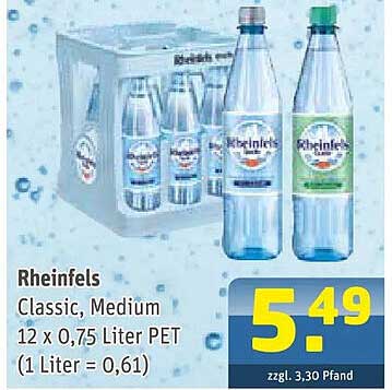 Rheinfels Classic, Medium 12 x 0,75 Liter PET (1 Liter = 0,61)