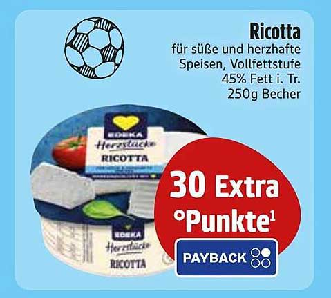 Ricotta für süße und herzhafte Speisen, Vollfettstufe 45% Fett i. Tr. 250g Becher