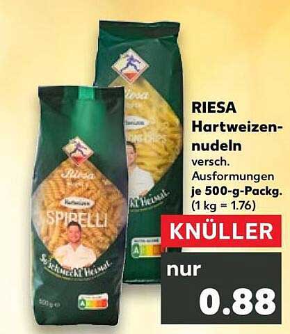 RIESA Hartweizen-nudeln versch. Ausformungen je 500-g-Packg. (1 kg = 1.76)