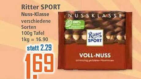 Ritter SPORT Nuss-Klasse verschiedene Sorten 100g Tafel 1kg = 16.90