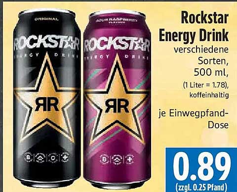 Rockstar Energy Drink verschiedene Sorten, 500 ml, koffeinhaltig