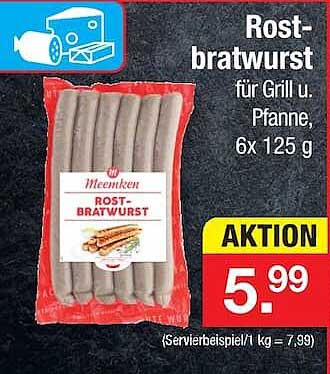 Rost-bratwurst für Grill., Pfanne, 6x 125 g