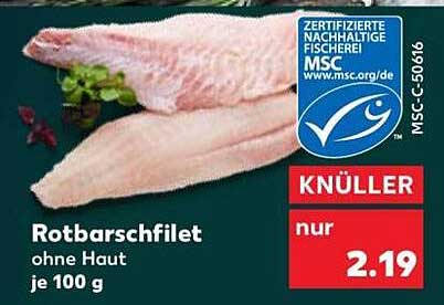 Rotbarschfilet ohne Haut je 100 g
