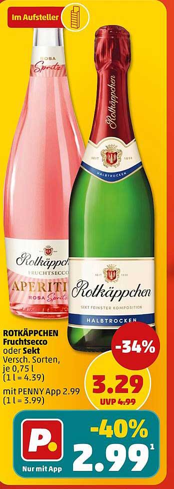 ROTKÄPPCHEN Fruchtsecco oder Sekt Versch. Sorten, je 0,75 l (1 l = 4.39)