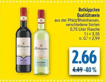 Rotkäppchen Qualitätswein aus der Pfalz/Rheinhessen, verschiedene Sorten, 0,75 Liter Flasche