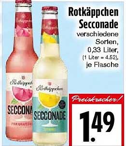 Rotkäppchen Seccenade verschiedene Sorten, 0,33 Liter, (1 Liter = 4,52), je Flasche