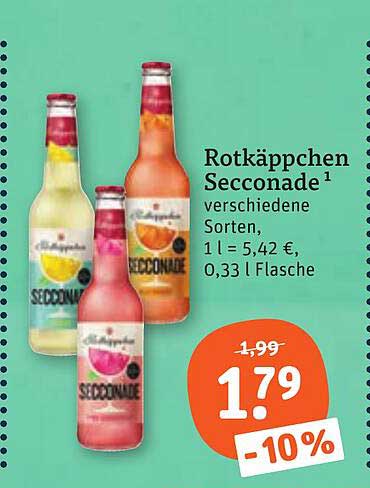 Rotkäppchen Secconade¹ verschiedene Sorten, 1 l = 5,42 €, 0,33 l Flasche