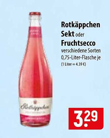 Rotkäppchen Sekt oder Fruchtsecco verschiedene Sorten 0,75-Liter-Flasche je (1 Liter = 4,39 €)