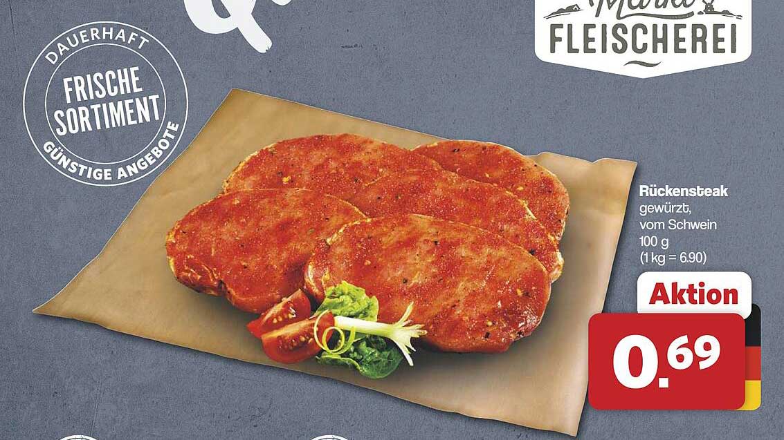Rückensteak gewürzt, vom Schwein