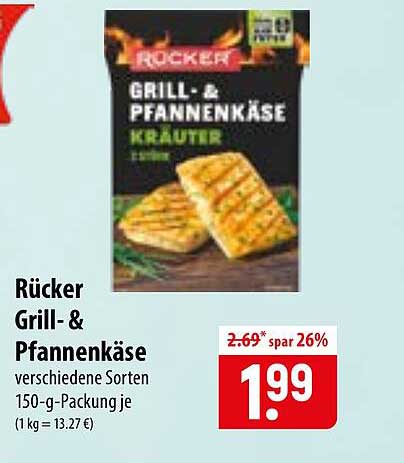Rücker Grill- & Pfannenkäse verschiedene Sorten 150-g-Packung je (1 kg = 13.27 €)