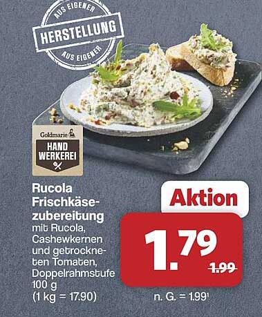 Rucola Frischkäse-zubereitung