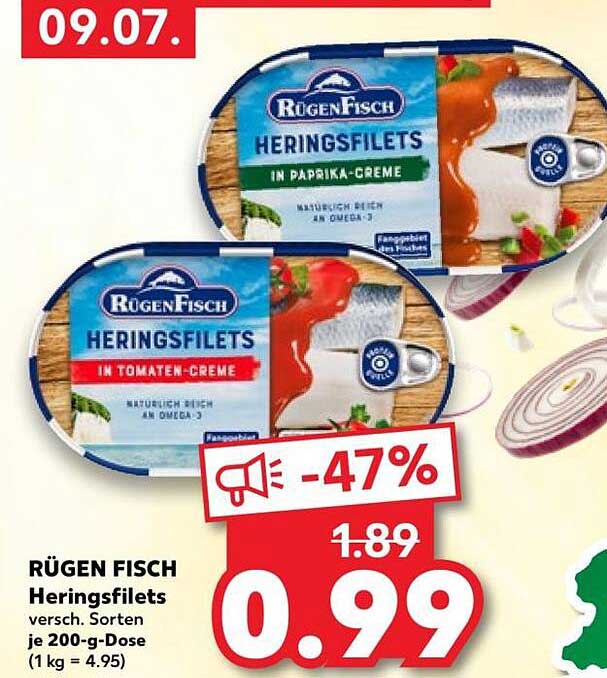 RÜGEN FISCH Heringsfilets versch. Sorten je 200-g-Dose (1 kg = 4.95)
