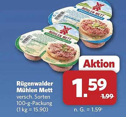 Rügenwalder Mühlen Mett versch. Sorten 100-g-Packung (1 kg = 15.90)