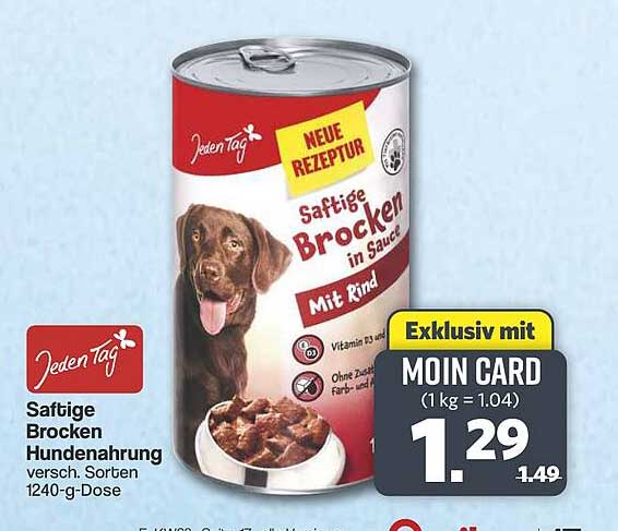 Saftige Brocken Hundenahrung versch. Sorten 1240-g-Dose