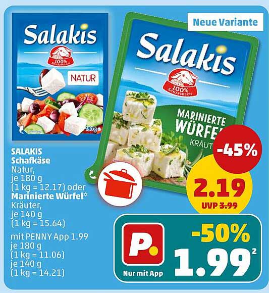 SALAKIS Schafkäse Natur, je 180 g oder Marinierte Würfel* Kräuter, je 140 g