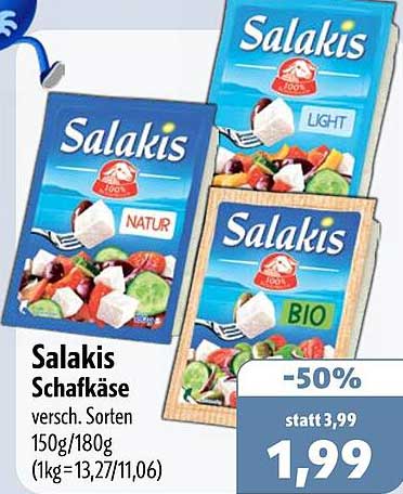Salakis Schafkäse versch. Sorten 150g/180g (1kg=13,27/11,06)