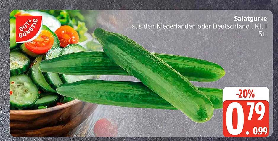 Salatgurke aus den Niederlanden oder Deutschland, Kl. I St.