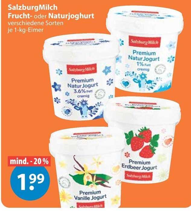 SalzburgMilch Frucht- oder Naturjoghurt verschiedene Sorten je 1-kg-Eimer