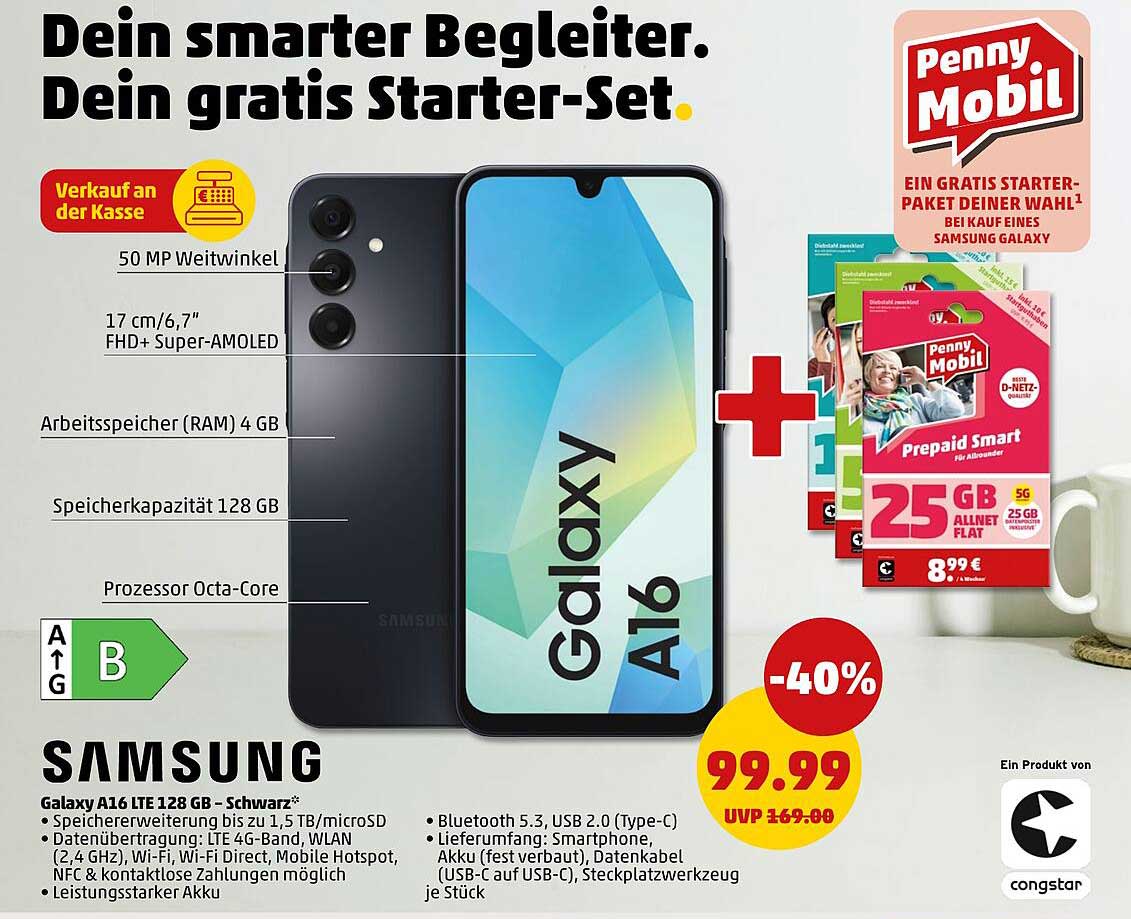 SAMSUNG Galaxy A16 LTE 128 GB – Schwarz*