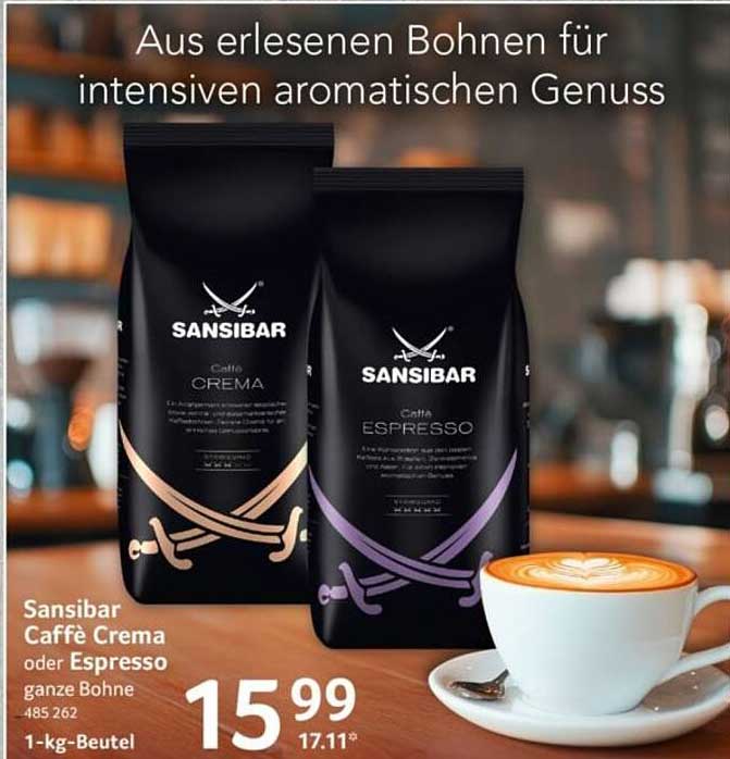 Sansibar Caffè Crema oder Espresso ganze Bohne