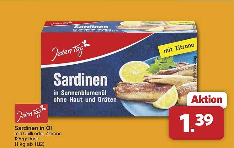 Sardinen in Öl mit Chili oder Zitrone 125-g-Dose (1 kg ab 11.12)