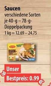 Saucen verschiedene Sorten je 40-g-78-g-Doppelpackung 1 kg = 12.69 - 24.75