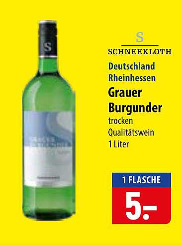 SCHNEEKLOTH Deutschland Rheinhessen Grauer Burgunder trocken Qualitätswein 1 Liter