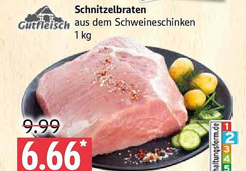 Schnitzelbraten aus dem Schweineschinken 1 kg