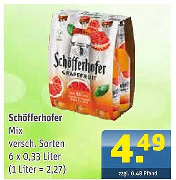 Schöfferhofer Mix versch. Sorten 6 x 0,33 Liter (1 Liter = 2,27)