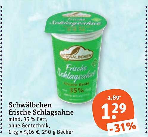 Schwälbchen frische Schlagsahne