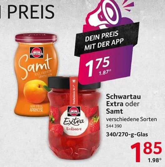 Schwartau Extra oder Samt verschiedene Sorten 340/270-g-Glas