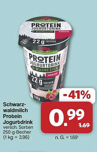 Schwarz-waldmilch Protein Joghurtdrink versch. Sorten 250-g-Becher
