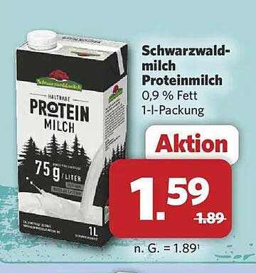 Schwarzwald-milch Proteinmilch 0,9 % Fett 1-l-Packung